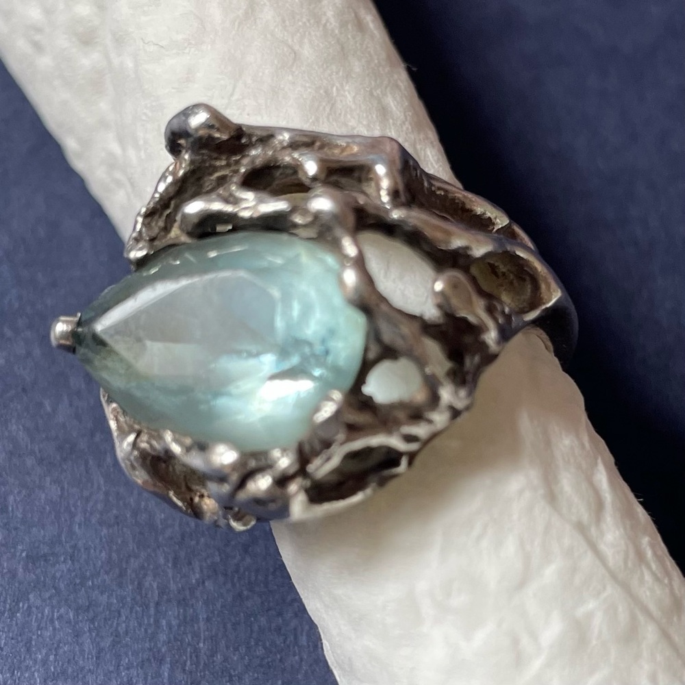 Unique Silver and Aquamarine Ring